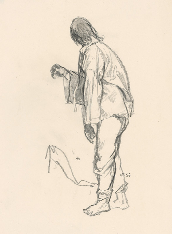 Jaroslav Vodrážka – Kresba stojaceho muža zboku 