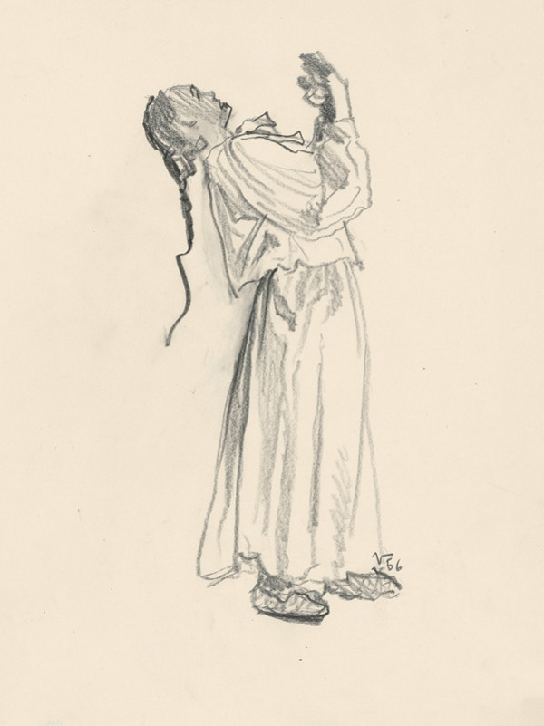 Jaroslav Vodrážka – Drawing of a Woman with a Braid 