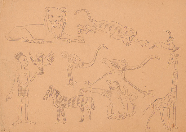 Arnold Peter Weisz-Kubínčan – Náčrty afrických zvierat a černoška 