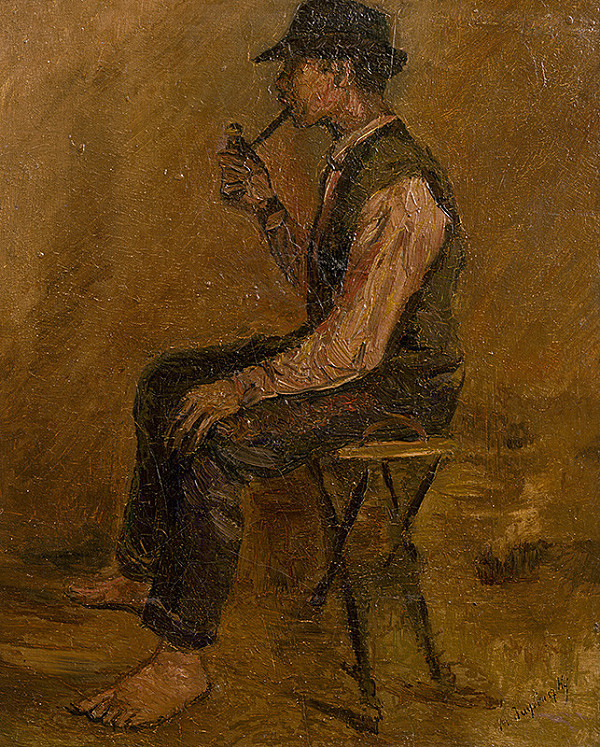 Ladislav Mednyánszky – Study of a Seated Man with a Pipe 