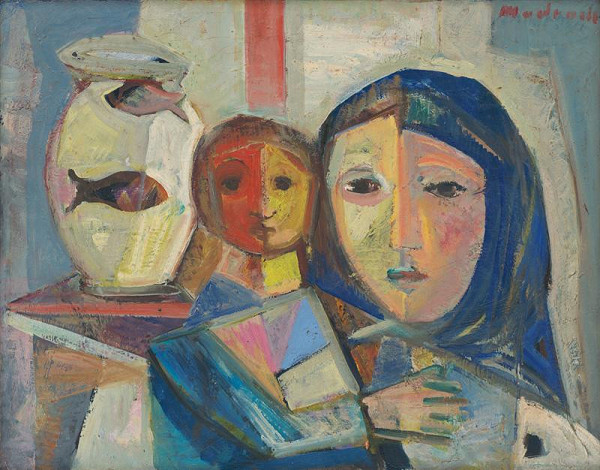 Ján Mudroch – Mother with a Child near an Aquarium  