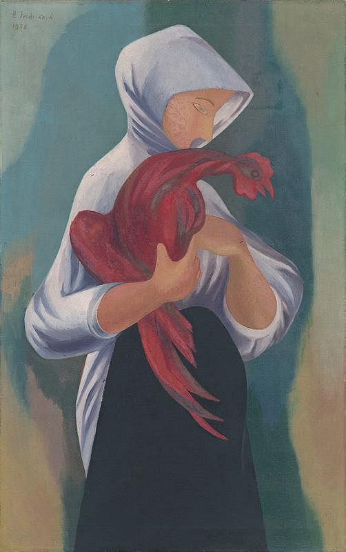 Ester Šimerová-Martinčeková – Woman with a Red Rooster 