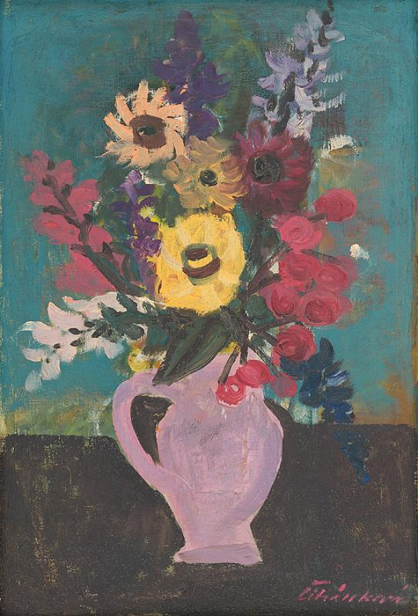 Jarmila Čihánková – Kvety vo fialovom džbáne 