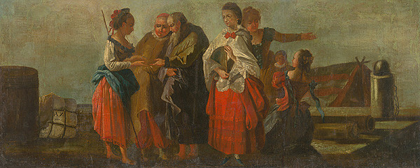 Taliansky maliar z 18. storočia – Lúčenie v prístave 