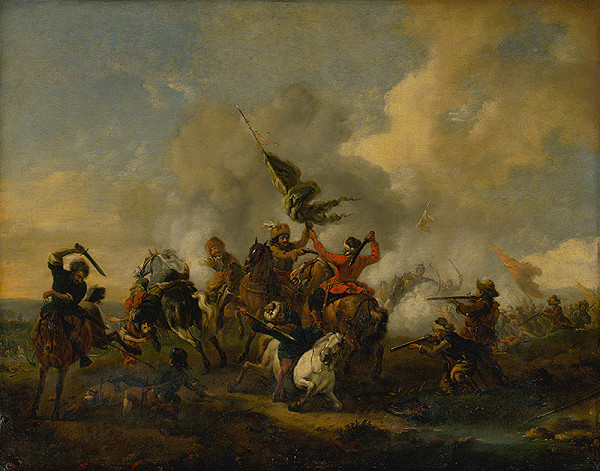 Nemecký maliar z 1. polovice 18. storočia – Jazdecká bitka 