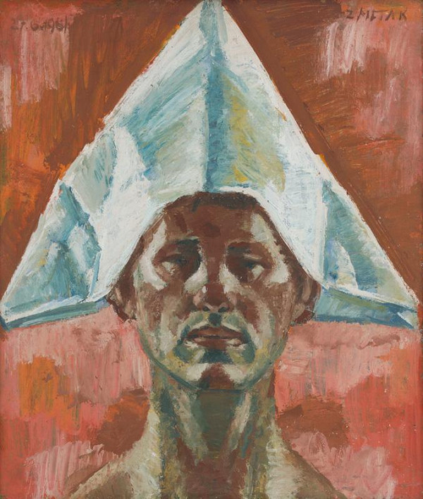 Ernest Zmeták – Self-Portrait with a Paper Hat 
