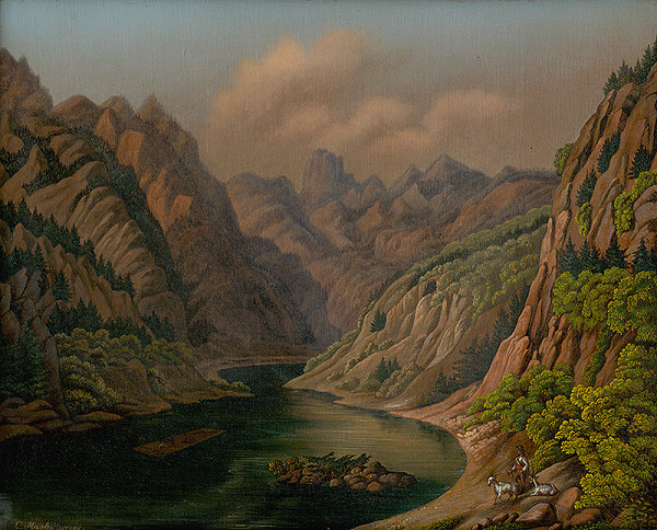 Stredoeurópsky maliar-diletant z 19. storočia, C. Marko – Riečne údolie v Alpskej krajine 