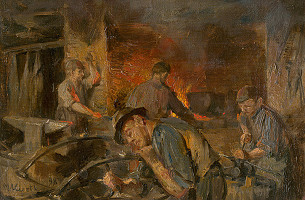 Maximilián Kurth – Kováčska dielňa - štúdia k obrazu 