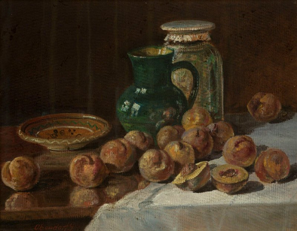 Gustáv Adolf Obendorf – Zátišie s broskyňami 