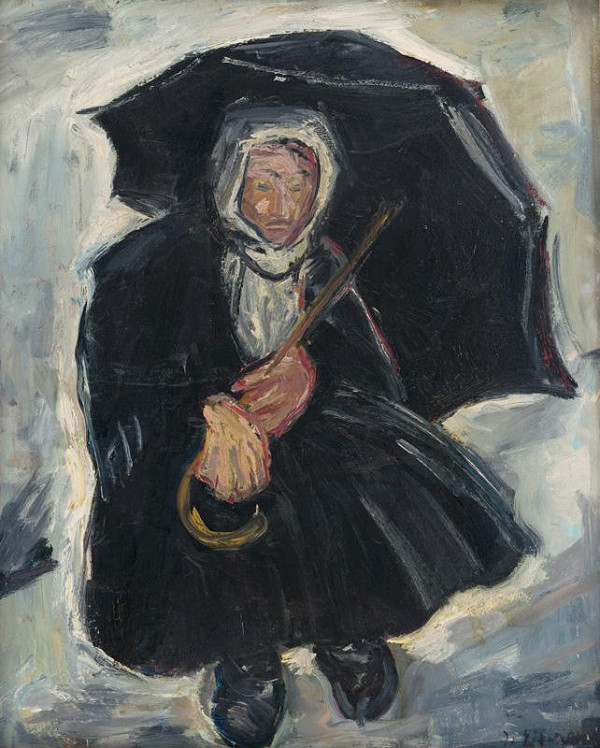 Imrich Weiner-Kráľ – Old Woman with an Umbrella 