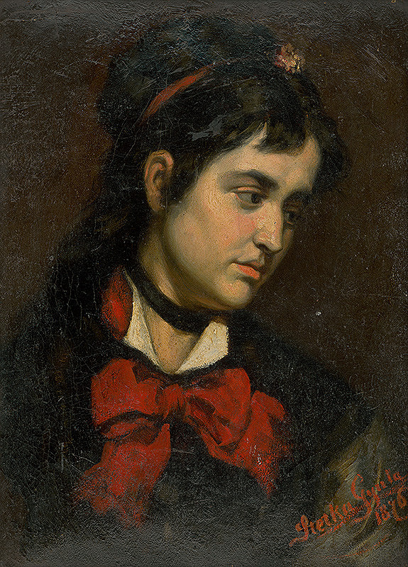 Július Štetka – Head of a Girl with Red Scarf 