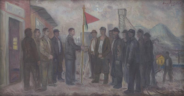 Ján Želibský – Odovzdávanie štandardy bojovníkom práce 