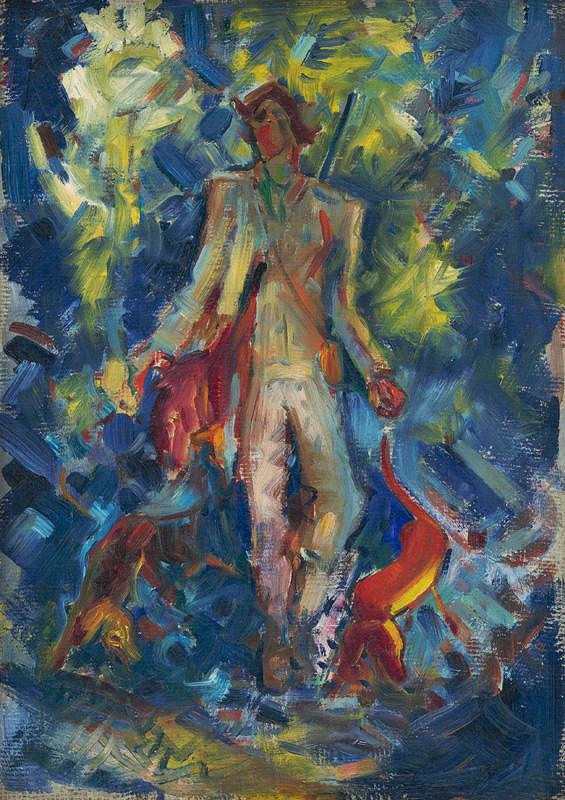 Arnold Peter Weisz-Kubínčan – Stojaci poľovník s dvoma psami 