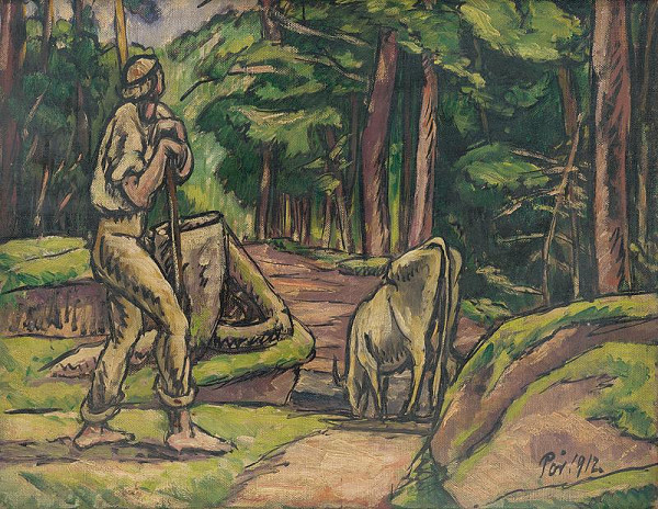 Bertalan Pór – Pastier s napájajúcou sa kravou 