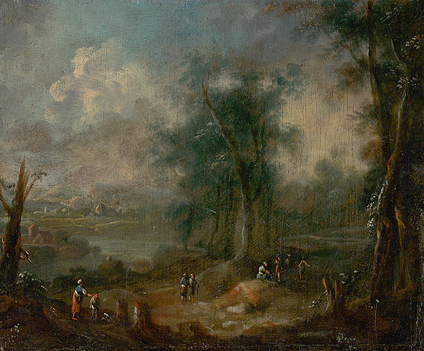 Stredoeurópsky maliar z 2. polovice 18. storočia – Romantická krajina s figurálnou štafážou 