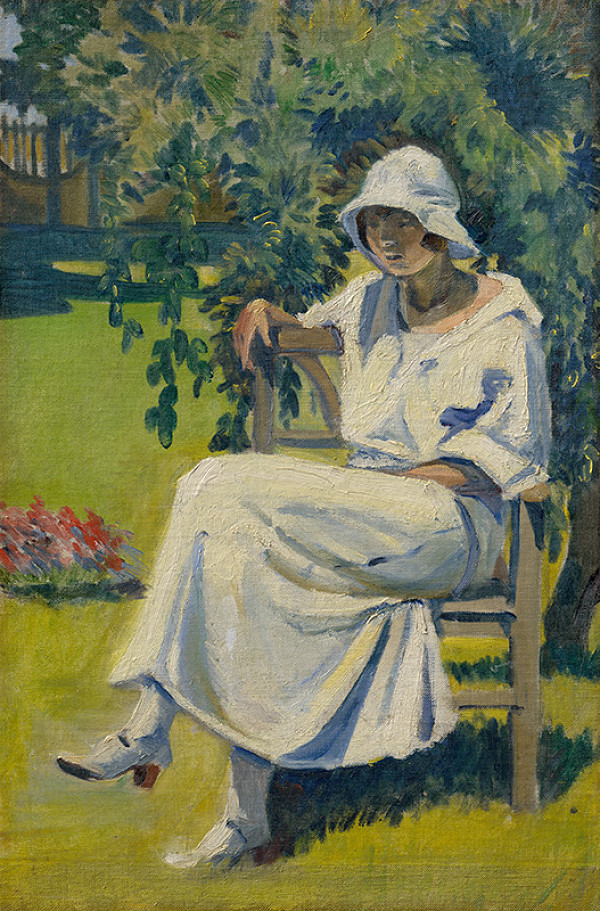 Margita Czóbelová – Sediace dievča v bielom v strážskom parku 