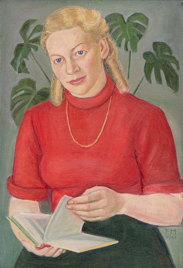 Nemecký maliar F M – Podobizeň dievčaťa v červenom svetri 