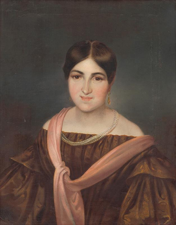 Ferdinand Karl Theodor Lütgendorff, Bratislavský maliar z 1. polovice 19. storočia – Dáma v atlasových šatách s perlovým náhrdelníkom 