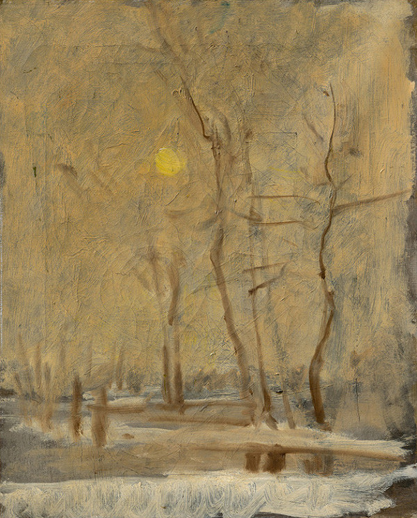 Ladislav Mednyánszky – Zimné slnko v krajine s potokom. Motív od Strážok. 