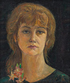 Kvetoslava Gandlová – Autoportrét s kvetom granátového jablka 