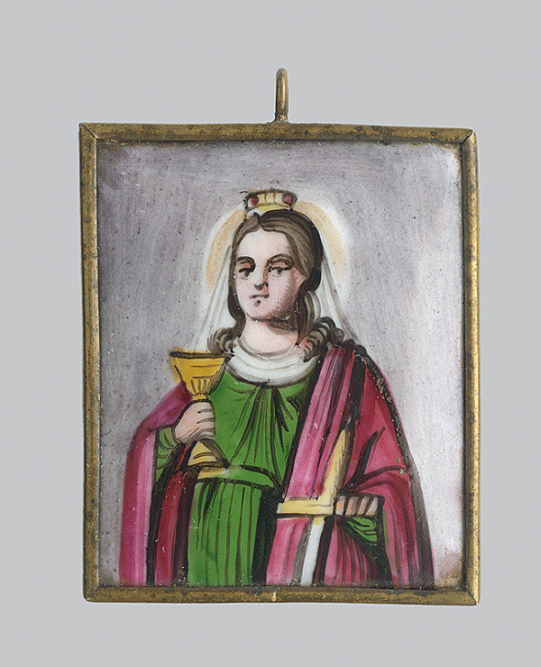 Ruský emailér – miniaturista – Medaillon of Saint Barbara - Pedant 
