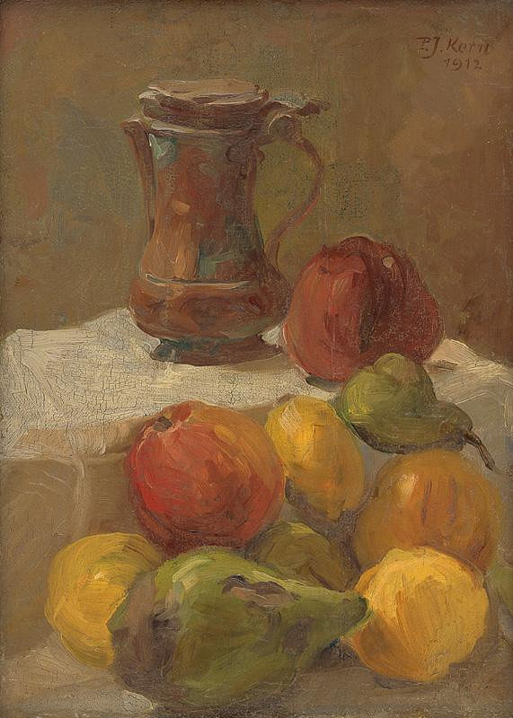 Peter Július Kern – Zátišie s ovocím a konvicou