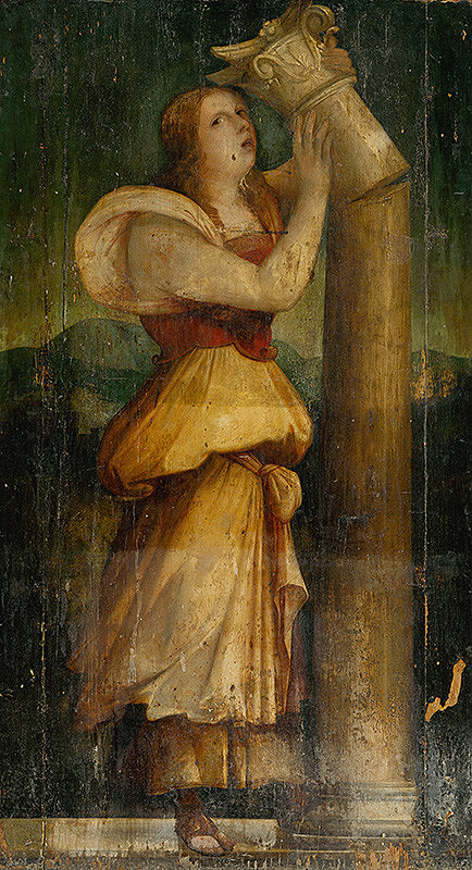 Taliansky maliar z 2. polovice 16. storočia – Dekoratívna výplň - Alegorická postava ženy so zlomeným stĺpom 