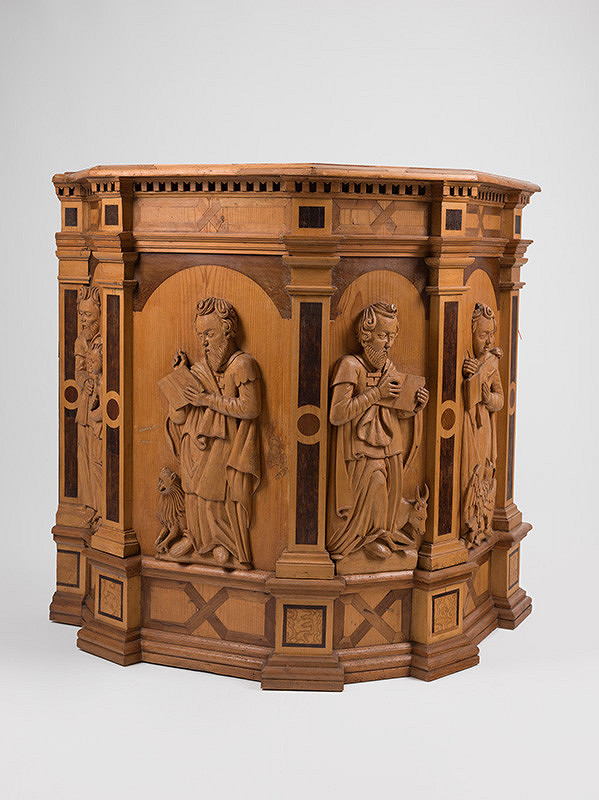 Slovenský rezbár z 2. polovice 17. storočia, Neznámy rezbár – Parapet kazateľnice s postavami štyroch evanjelistov 