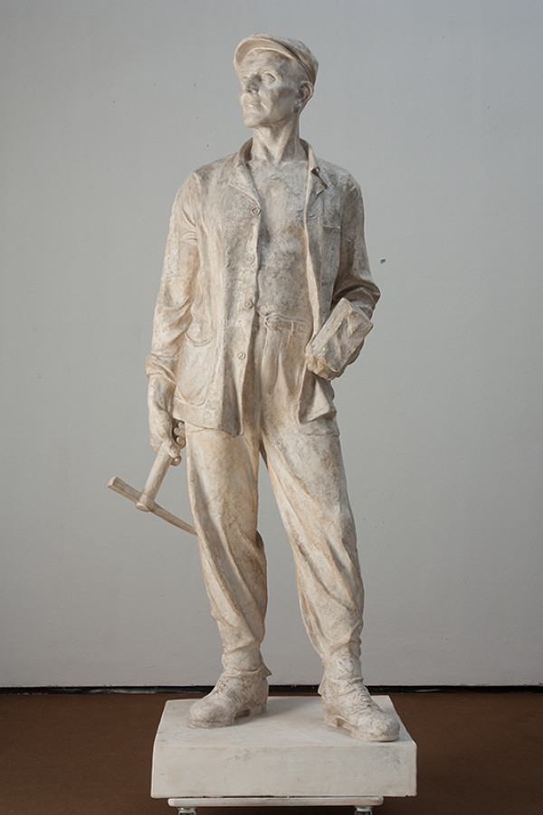 Vojtech Baďura – Budovateľ -podobizeň stavbárskeho úderníka Antona Tencera 