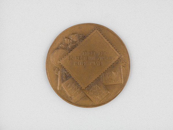 Andrej Peter – Medaila na pamäť 30.výročia čs.poštovej známky 1918-1948 - reverz 