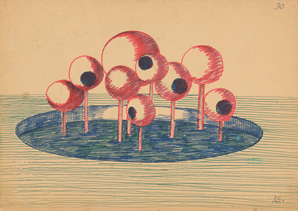 Jozef Sušienka – Návrh fontány. Sad pionierov, Lučenec. 