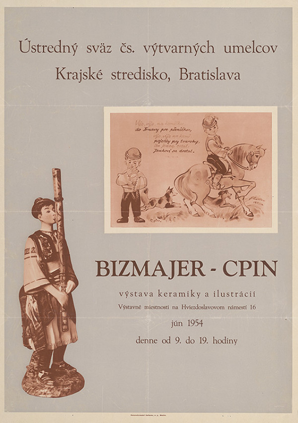 Slovenský autor – Bizmajer - Cpin. Výstava keramiky a ilustrácií. 