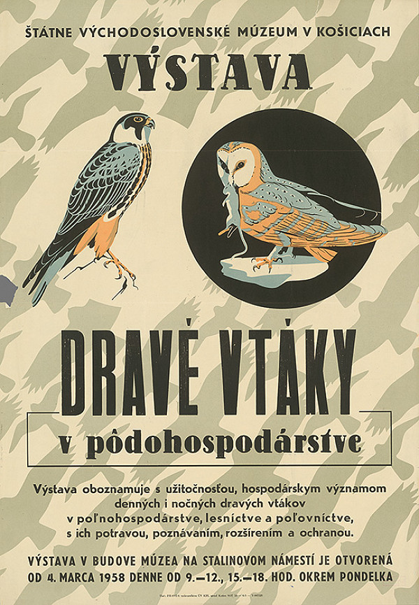 Slovenský autor – Výstava - Dravé vtáky v poľnohospodárstve 