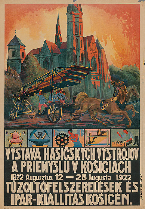 Neznámy autor – Výstava hasičských výstrojov a priemyslu v Košiciach. Tűzoltófelszerelések és ipar-kiállitás Košicén 