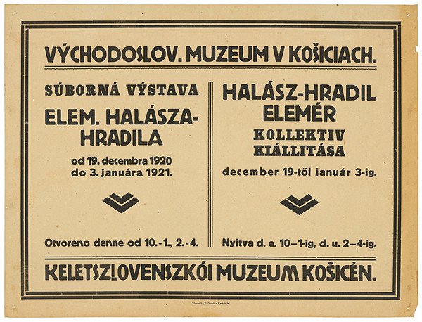 Neznámy autor – Súborná výstava Elem. Halásza-Hradila. Halász-Hradil Elemér kolektiv kiállitása. Východoslov. muzeum v Košiciach. 