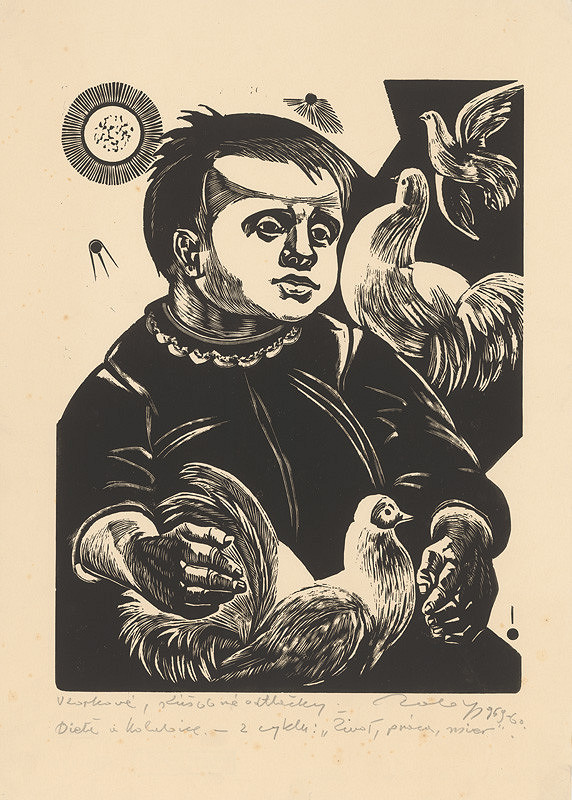 Július Szabó – Dieťa a holubice 