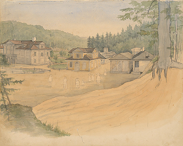 Slovenský kresliar z 3. štvrtiny 19. storočia – Promenáda v kúpeľoch 