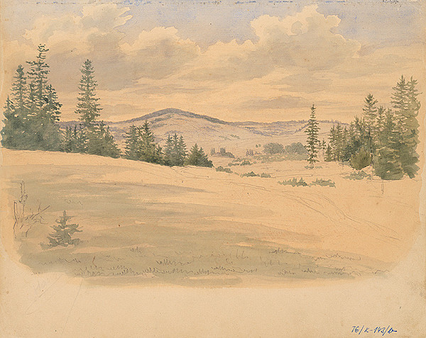 Slovenský kresliar z 3. štvrtiny 19. storočia – Kopcovitá krajina 