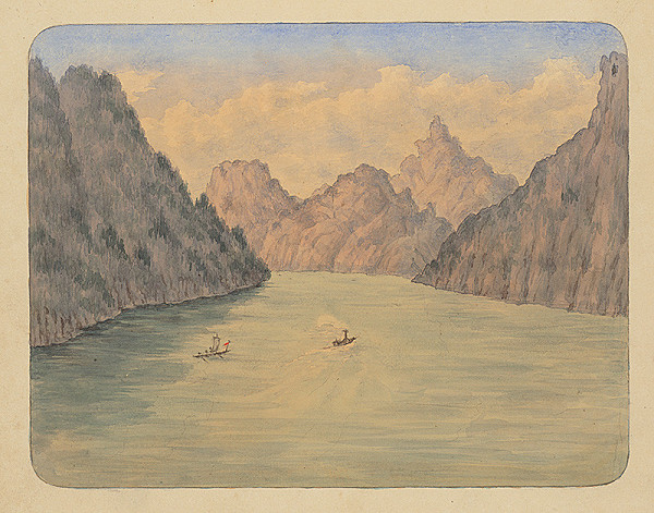 Slovenský kresliar z 3. štvrtiny 19. storočia – Jazero medzi kopcami 