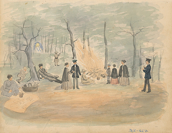 Slovenský kresliar z 3. štvrtiny 19. storočia – Piknik v lese 