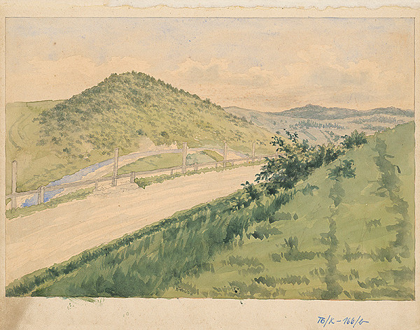 Slovenský kresliar z 3. štvrtiny 19. storočia – Krajina s cestou 