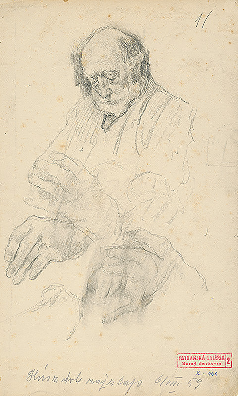 Andor Borúth – Portrét staršieho muža, škice rúk 