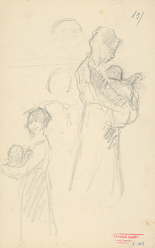 Andor Borúth – Náčrty postavy matky s dieťaťom na rukách 