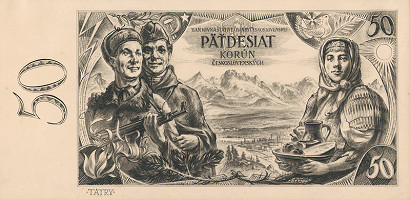 Josef Olexa – Návrh na 50.-Kčs bankovku-averz 