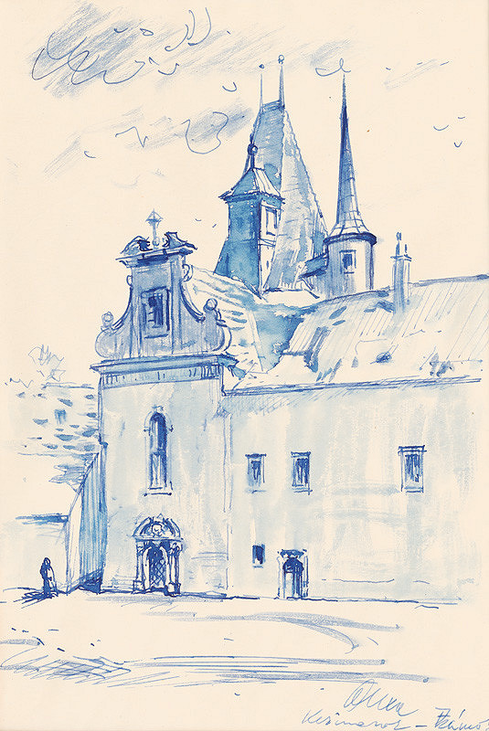 Josef Olexa – Nádvorie Kežmarského hradu s kaplnkou 