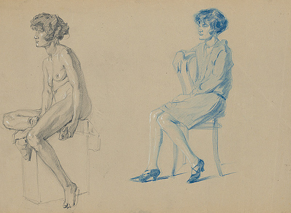 Viktor Kiss – Akt a figurálna štúdia sediacej ženy 