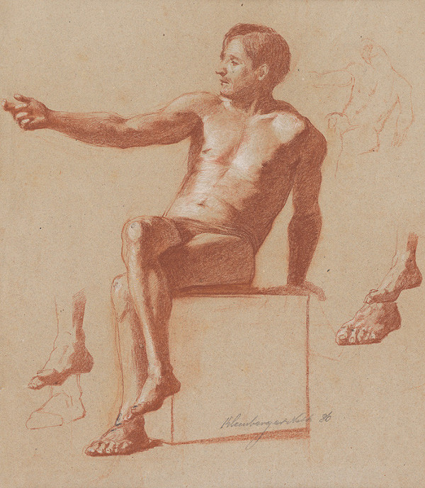 Ferdinand Katona – Sediaci mužský akt so zdvihnutou rukou 