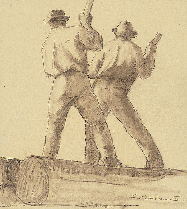 Ľudovít Križan – Dvaja muži s drevom 