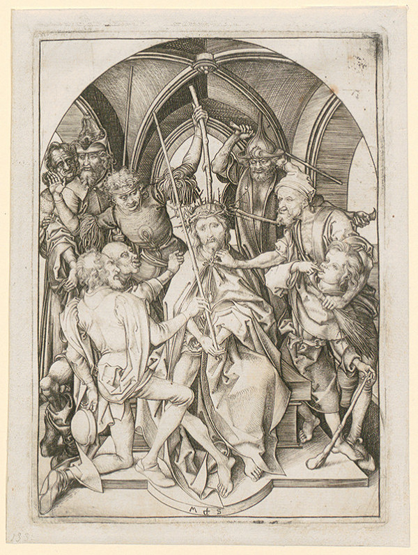 Martin Schongauer – Korunovanie tŕním z cyklu Pašie (5/12) 