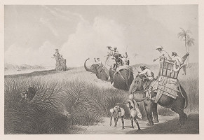 Emanuel Andrássy – Lovci na čerstvej stope tigra. Okolie Murserabatu (Motív z cesty po východnej Indii XI.) 